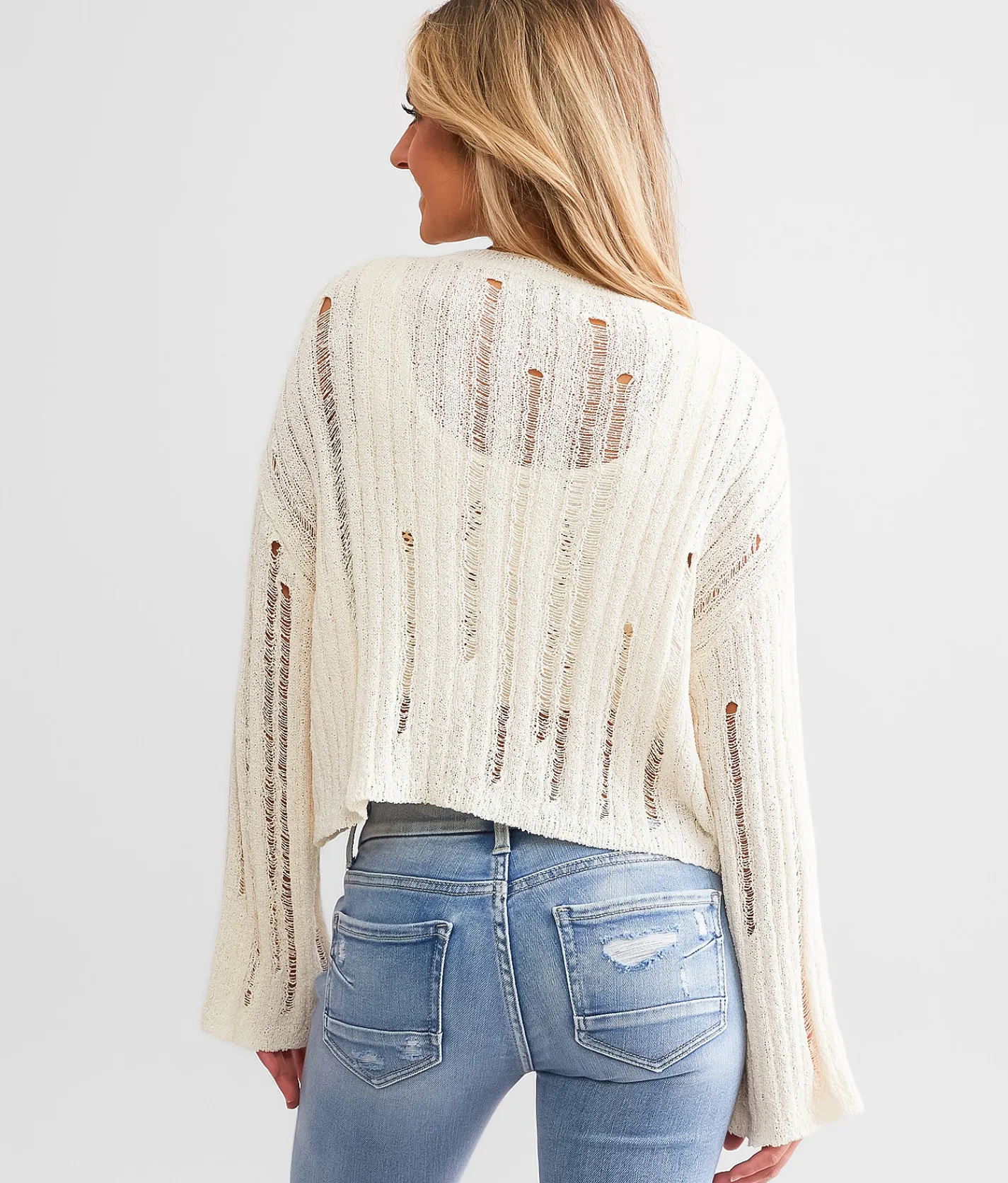 Hyfve Destructed Cardigan Sweater Blue New