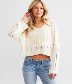 Hyfve Destructed Cardigan Sweater Blue New