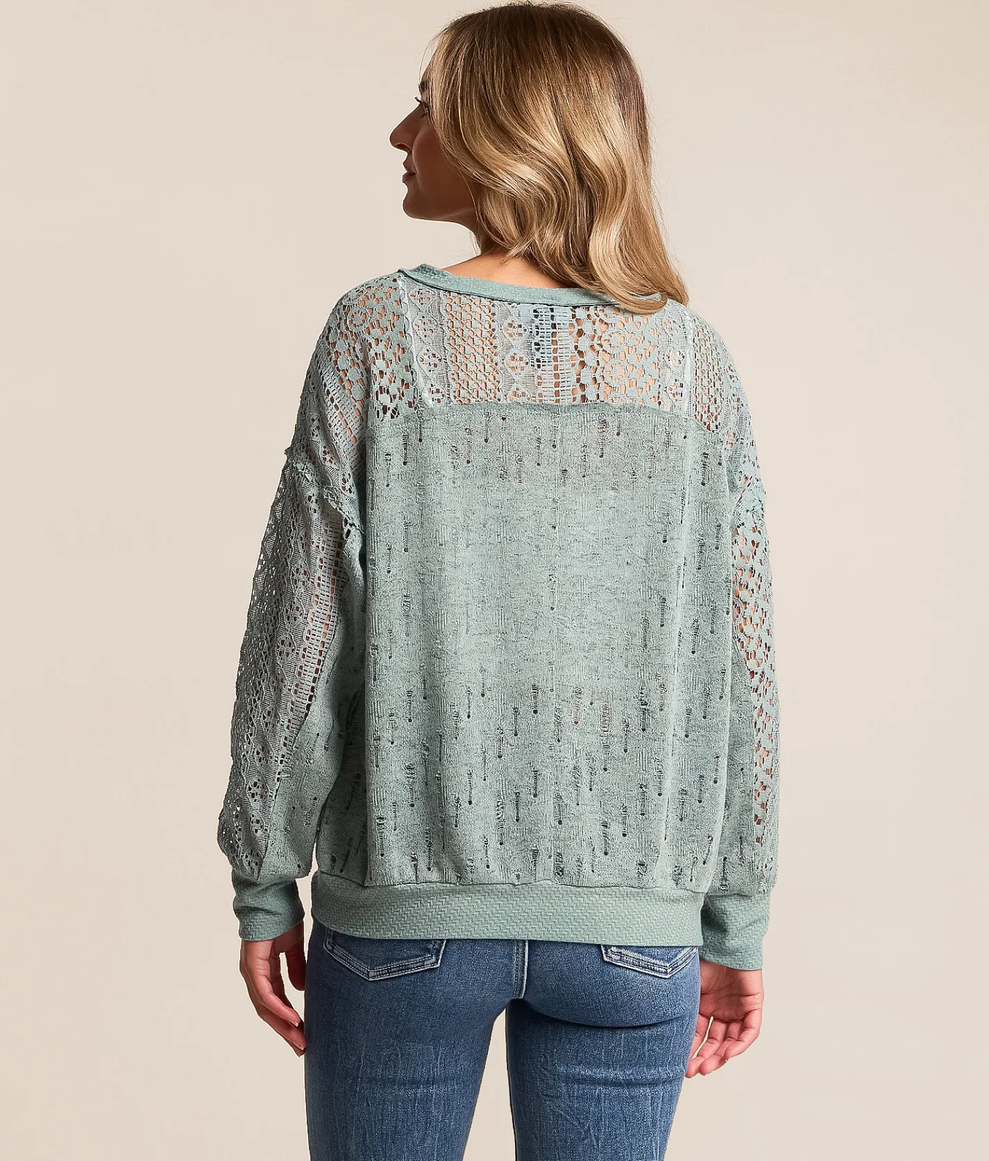 Tops | Daytrip Destructed Crochet Top Oil Blue