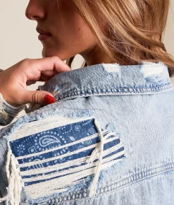 HIDDEN Destructed Denim Jacket Light Wash Hot