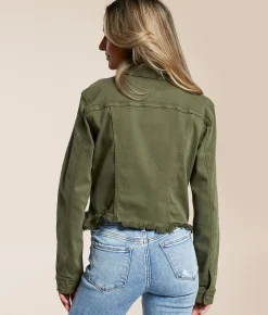 HIDDEN Destructed Denim Jacket Olive