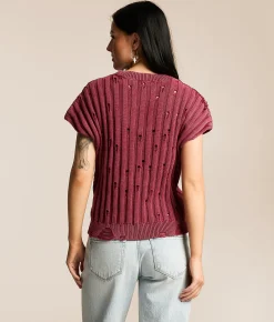 Gilded Intent Destructed Dolman Sweater Burgandy Online