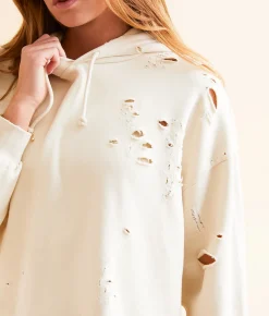 Gilded Intent Destructed Hoodie Oil Green Clearance