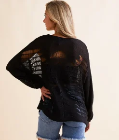 Tops | Daytrip Destructed Sweater Black