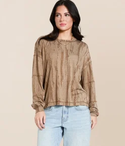 Tops | Gilded Intent Destructed Top Brown