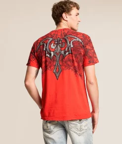Affliction Detail T-Shirt Bright Red Discount