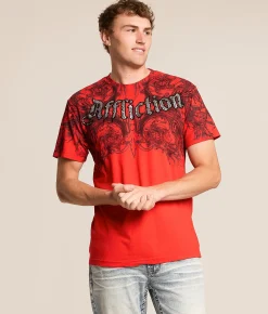 Affliction Detail T-Shirt Bright Red Discount