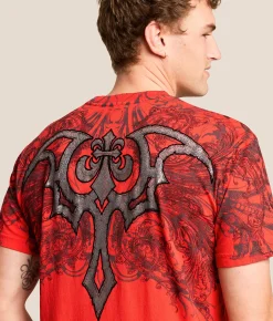 Affliction Detail T-Shirt Bright Red Discount