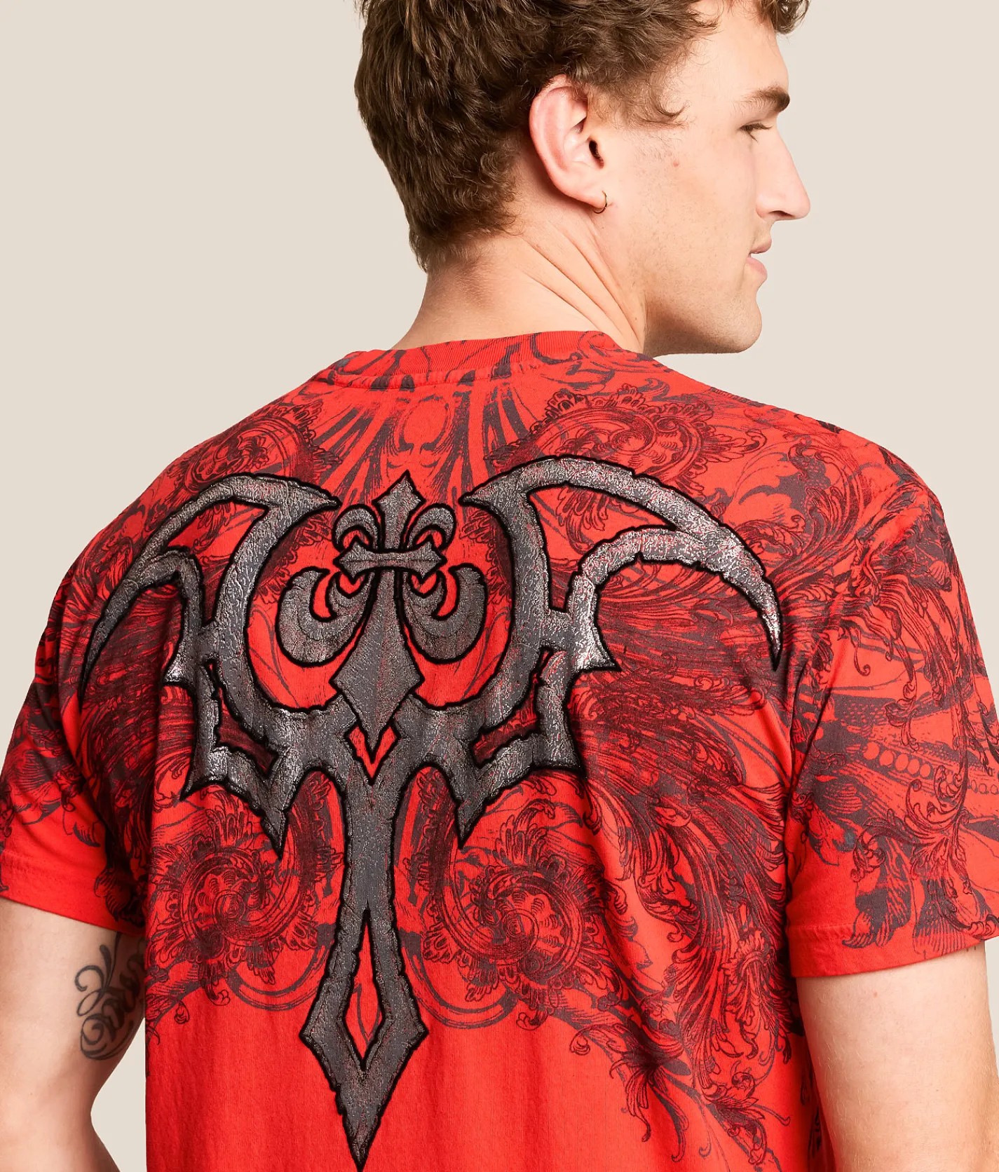 Affliction Detail T-Shirt Bright Red Discount
