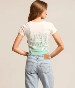Ed Hardy Deviled Dice Baby Cropped T-Shirt Ivory