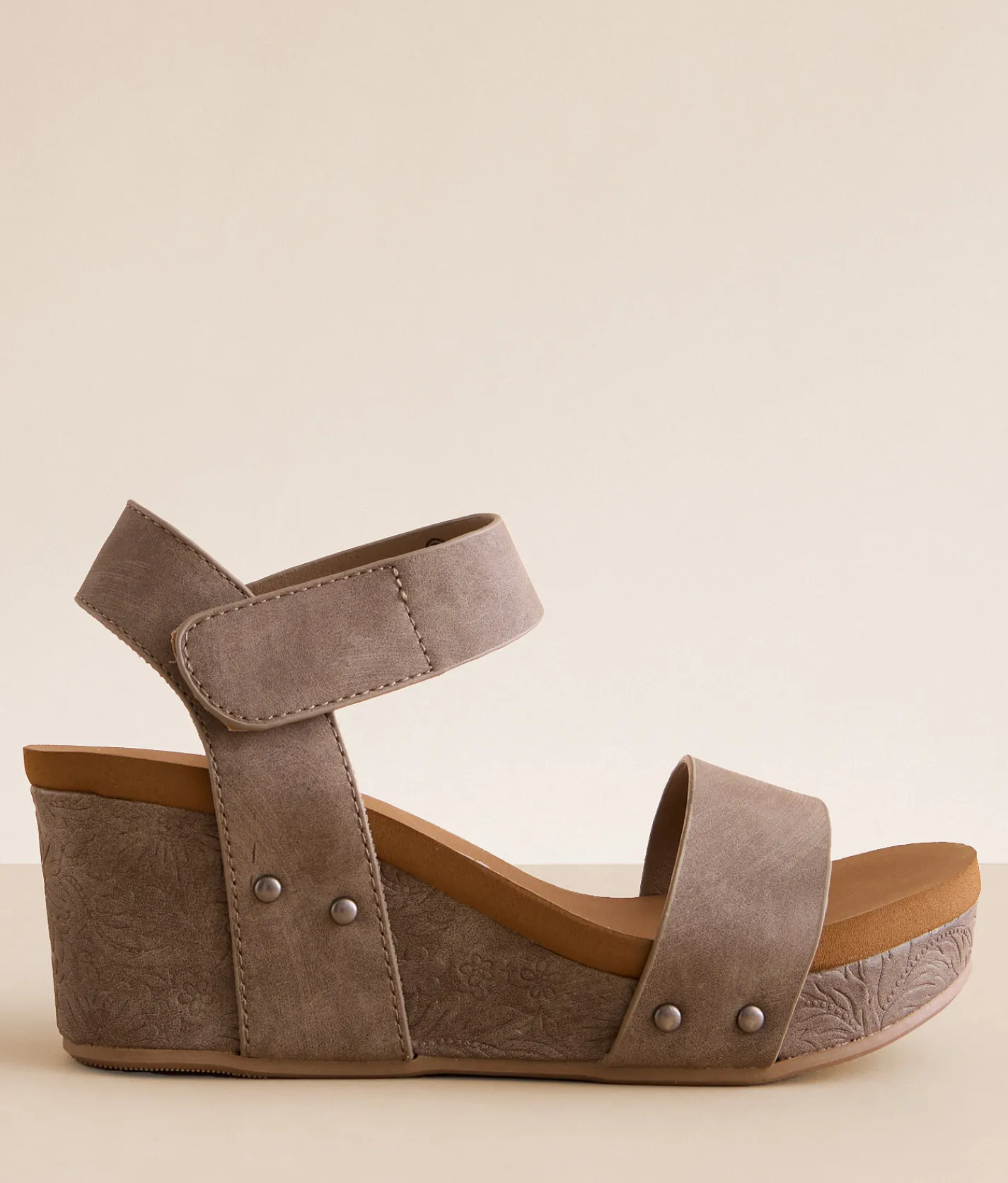 Shoes | Very G Devon Embossed Wedge Sandal Taupe