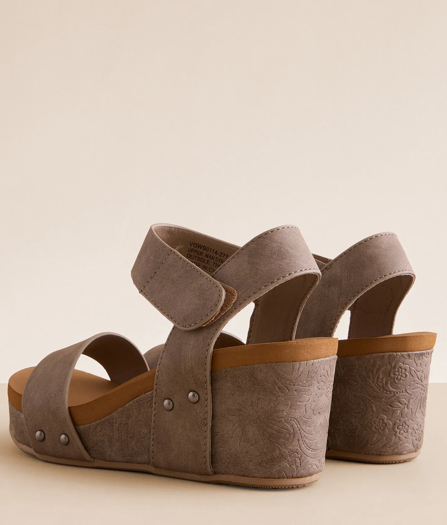 Shoes | Very G Devon Embossed Wedge Sandal Taupe