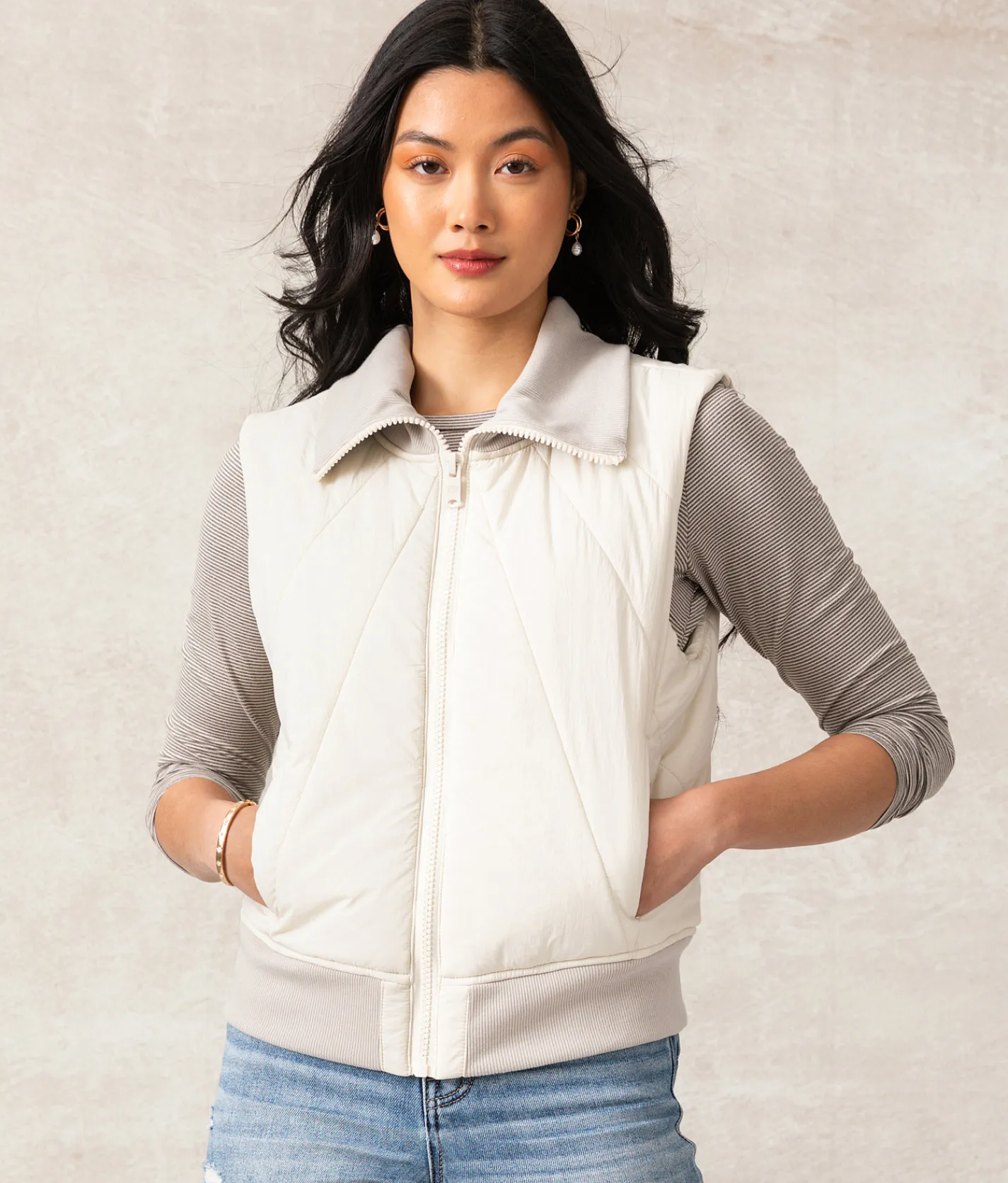 Tops|Coats & Jackets | Buckle Black Devon Puffer Vest Stone