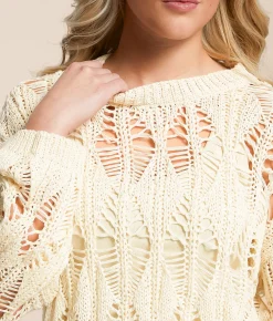 Tops | Willow & Root Diamond Cropped Sweater Cream