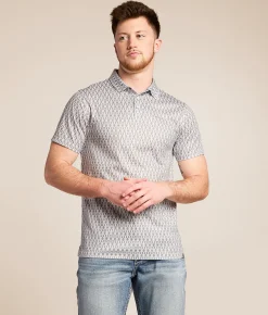 Tops | Gentry County Diamond Performance Polo White Blue