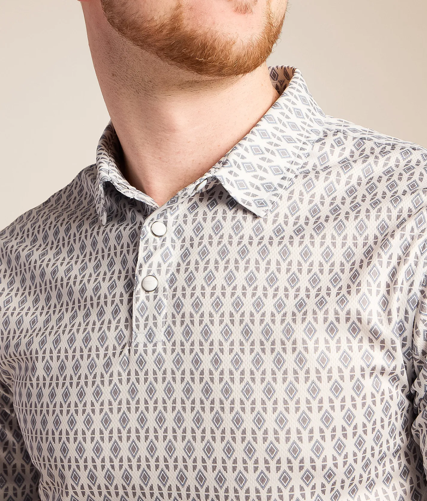 Tops | Gentry County Diamond Performance Polo White Blue