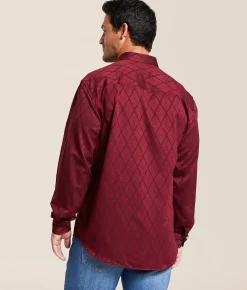 Tops | Eight X Diamond Print Shirt Burgundy
