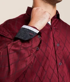 Tops | Eight X Diamond Print Shirt Burgundy