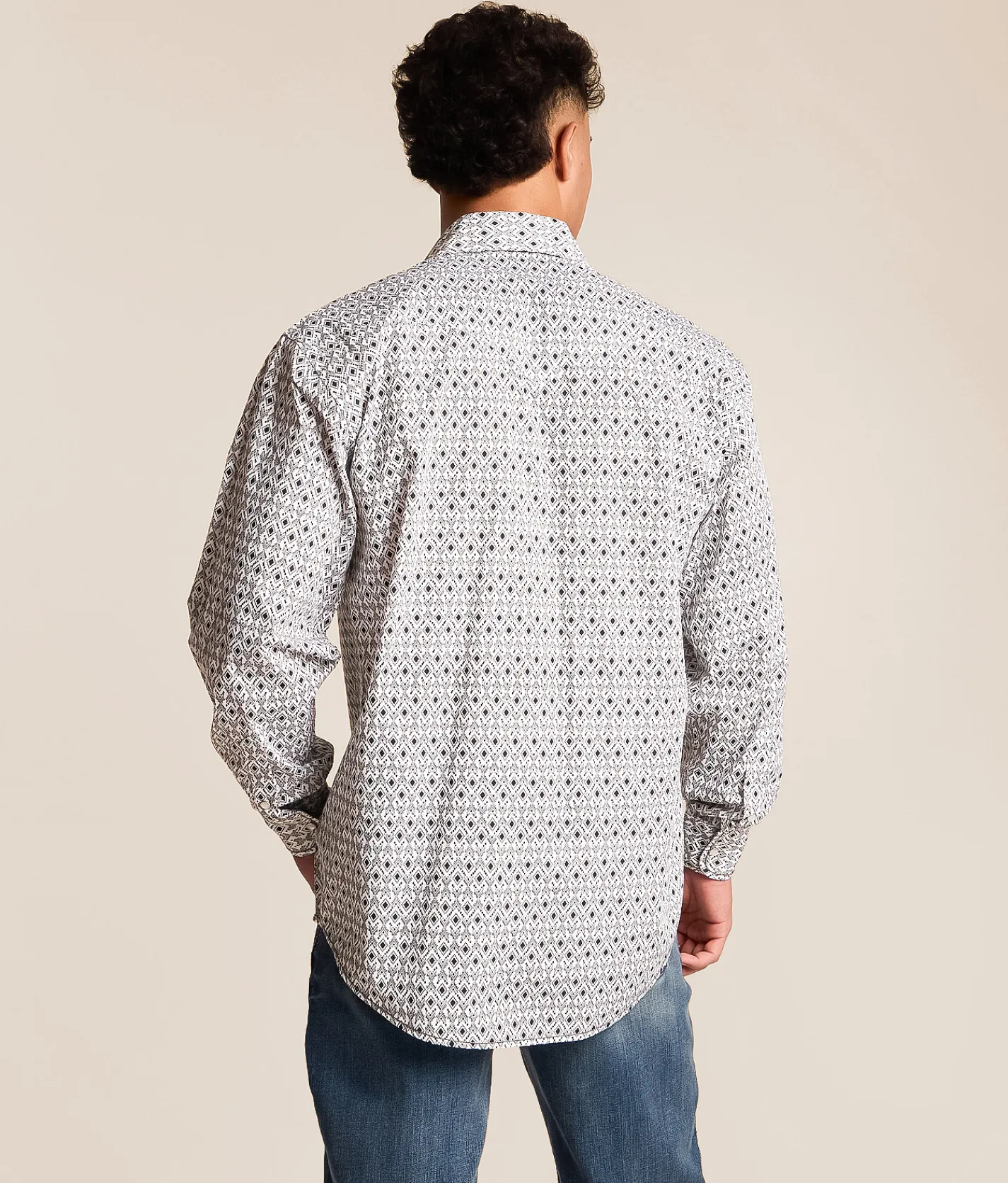 Panhandle Slim Diamond Print Stretch Shirt White Hot