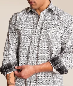 Panhandle Slim Diamond Print Stretch Shirt White Hot