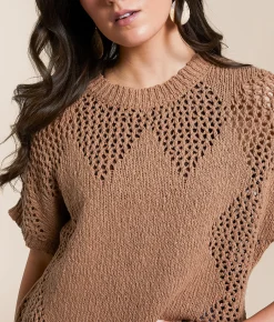 Tops | Daytrip Diamond Sweater Brown