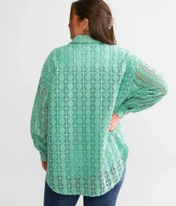 Tops|Coats & Jackets | Davi & Dani Diamond Textured Shacket Teal