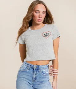 Junkfood Diet Coke Cropped Baby T-Shirt Heather Grey Best