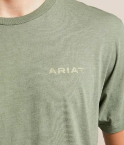Tops|Graphic T-Shirts | Ariat Digibias Flag T-Shirt Olive Heather