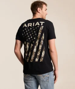 Ariat Digibias Flag T-Shirt Black New