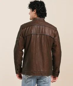 Tops|Coats & Jackets | Buckle Black Distressed Pleather Jacket Tobacco