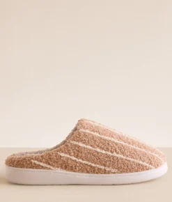 Mia Ditza Striped Slipper Taupe And Cream Hot