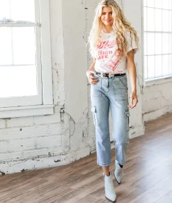 VERVET by Flying Monkey Dixie High Rise Cargo Stretch Jean Creative New