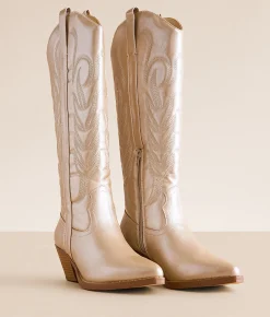 Shoes | Coconuts Dixie Metallic Western Boot Platino