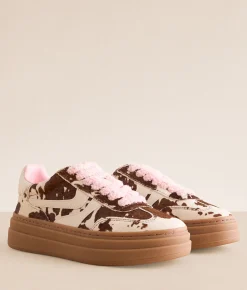 Shoes | Steve Madden Dodge Cow Print Sneaker Brown Multi