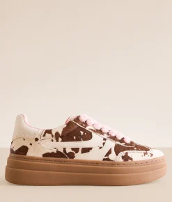 Shoes | Steve Madden Dodge Cow Print Sneaker Brown Multi
