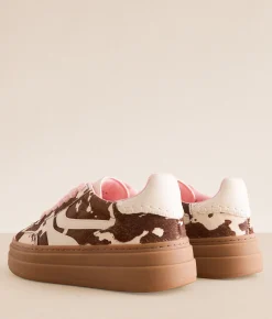Shoes | Steve Madden Dodge Cow Print Sneaker Brown Multi