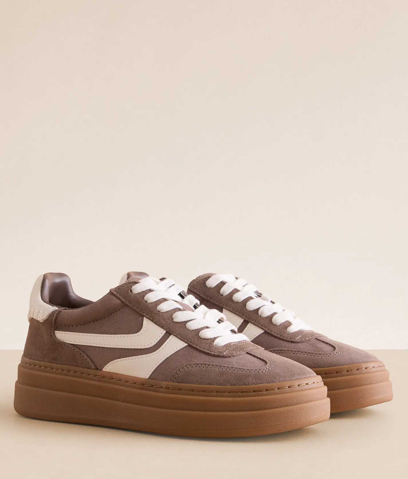 Steve Madden Dodge Leather Sneaker Taupe Multi Discount