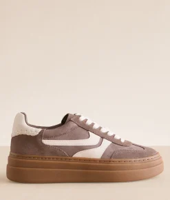 Steve Madden Dodge Leather Sneaker Taupe Multi Discount