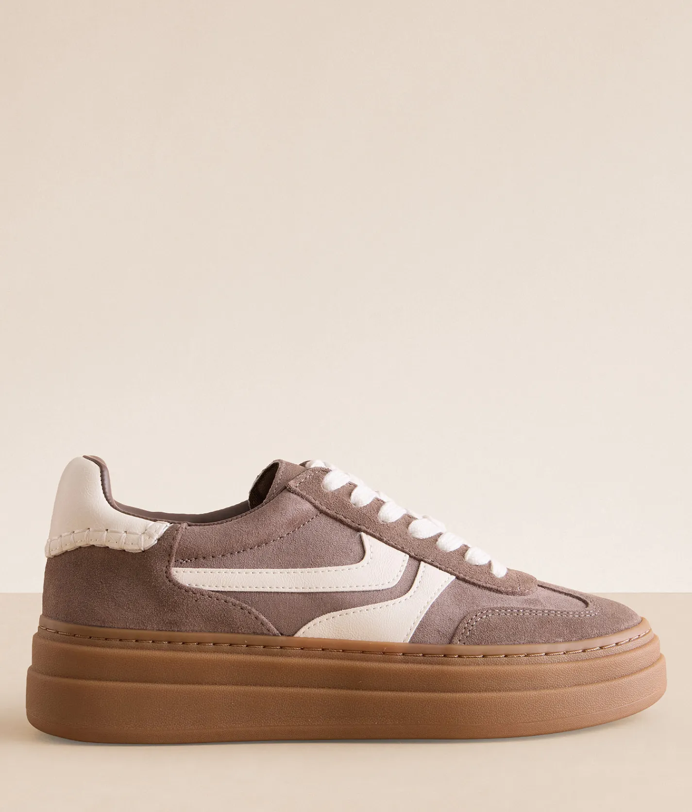 Steve Madden Dodge Leather Sneaker Taupe Multi Discount