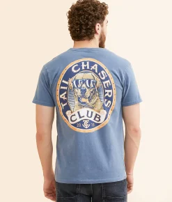 Graphic T-Shirts | Tail Chasers Club Dog Days T-Shirt Blue Jean Pigment Dye