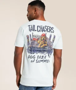 Tops|Graphic T-Shirts | Tail Chasers Club Dog Daze T-Shirt Morning Mist