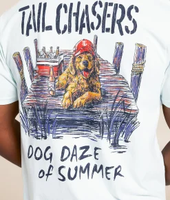 Tops|Graphic T-Shirts | Tail Chasers Club Dog Daze T-Shirt Morning Mist