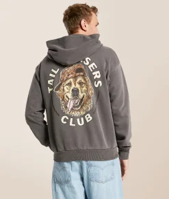 Tail Chasers Club Dog Hat Hooded Sweatshirt Pepper Pigment Dye Outlet