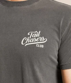 Tops|Graphic T-Shirts | Tail Chasers Club Dog Hat T-Shirt Pepper Pigment Dye