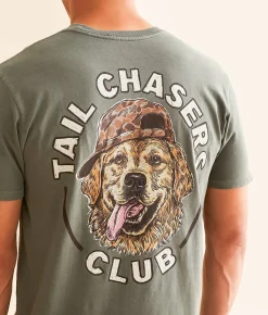 Graphic T-Shirts | Tail Chasers Club Dog Hat T-Shirt Laurel Wreath Pigment Dye