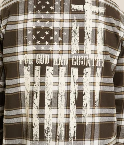 Howitzer Dog Tags Flannel Shirt Brown Grey Online