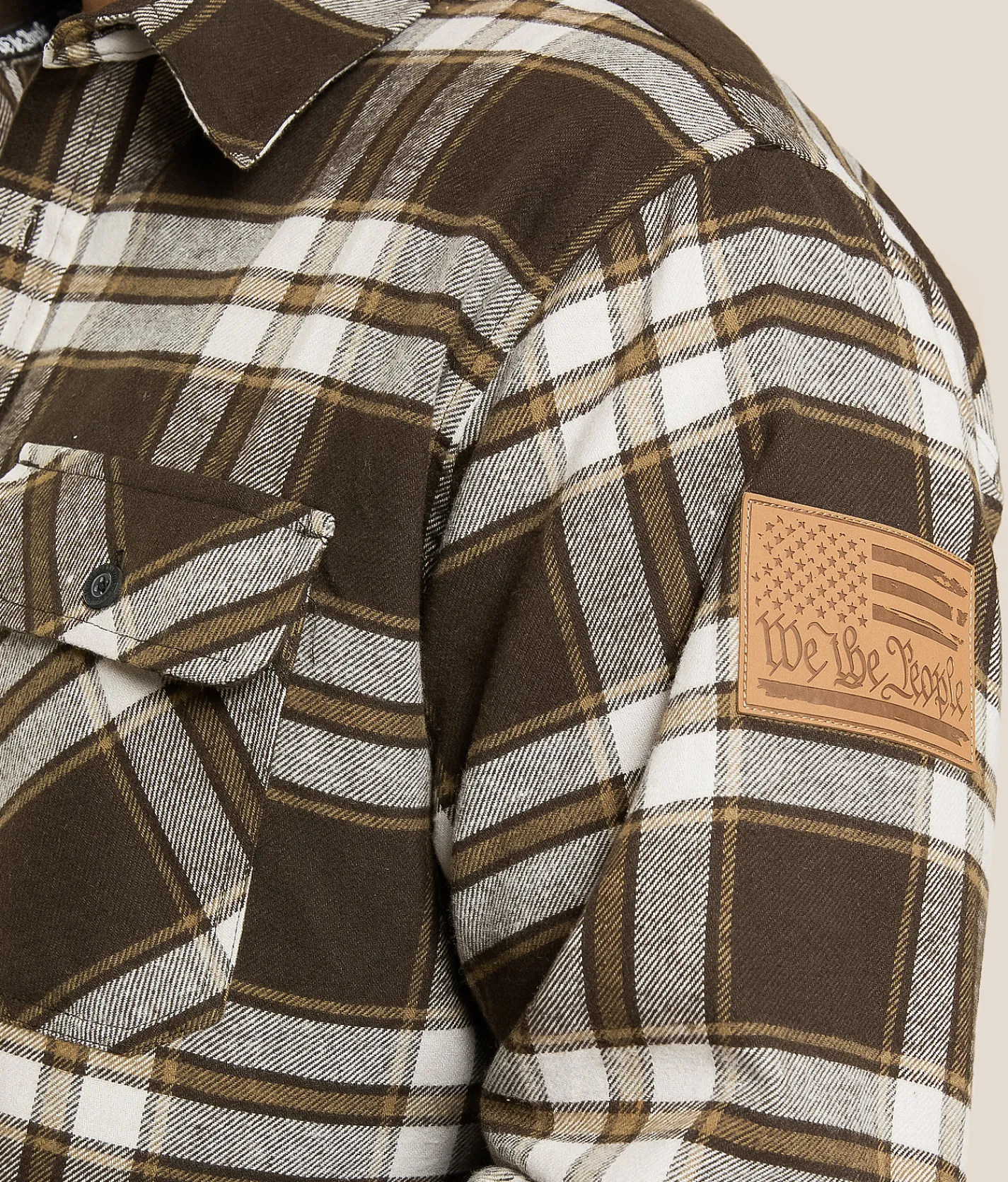 Howitzer Dog Tags Flannel Shirt Brown Grey Online