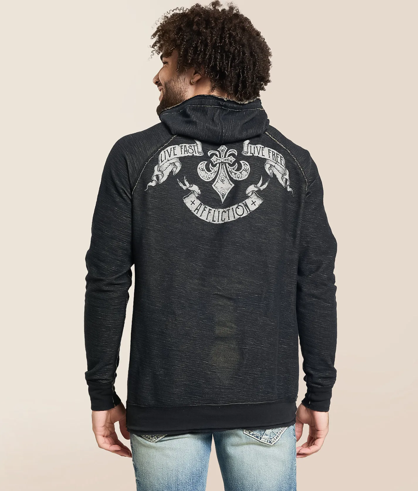 Tops | Affliction Do It Again Reversible Hoodie Timberwolf Black