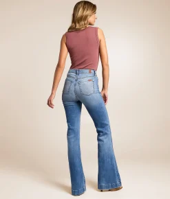 7 For All Mankind Dojo Trouser Stretch Jean Faded Echo New
