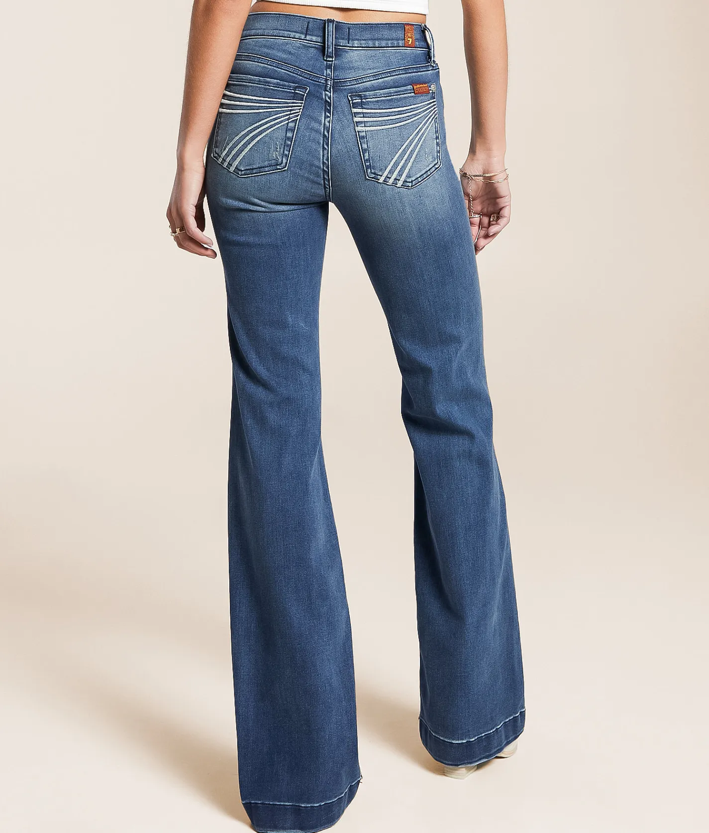 7 For All Mankind Dojo Trouser Stretch Jean Lake Blue Hot